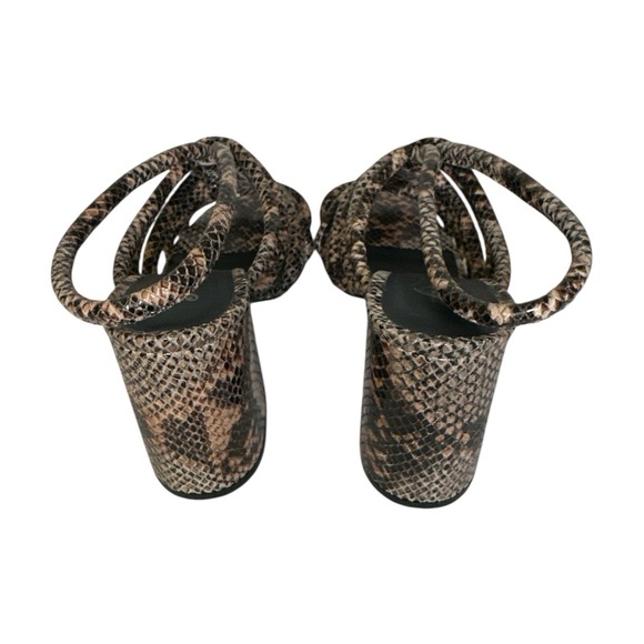 Free People Colette Cinched Strappy Sandal Heels Size EU 37.5 US 7.5 Snake Print - Picture 4 of 9